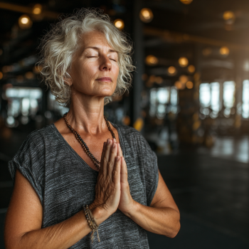 Групове заняття йогою - люди різного віку разом практикують